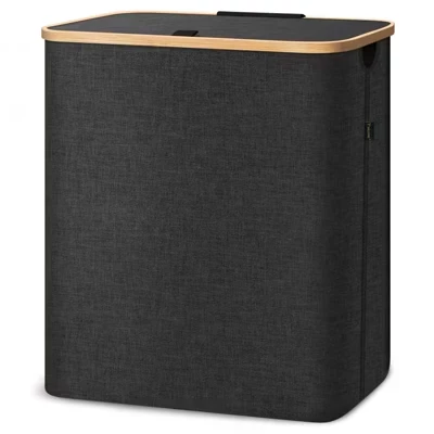 Корзина для белья HOMLUX 4bu с крышкой, черная