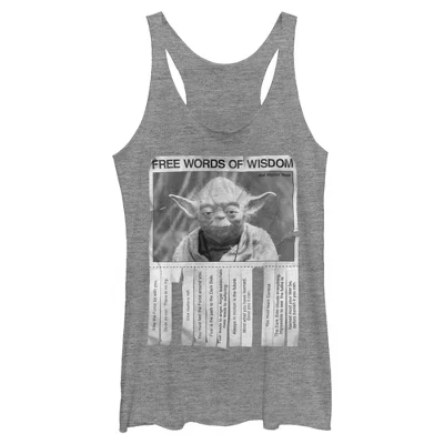 Женская майка star wars yoda words of wisdom, серая