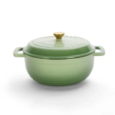 Жаровня из эмалированного чугуна с крышкой и двумя ручками, безопасна для использования в духовке при температуре до 500 ° F или на зеленой плите