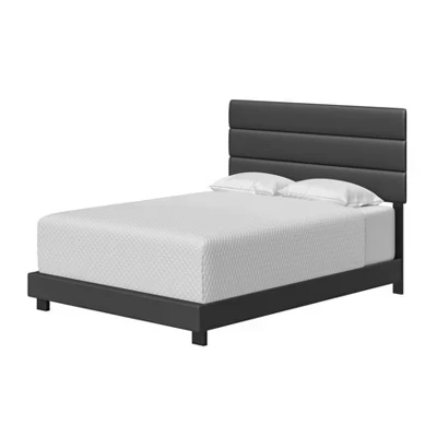 Кровать-платформа Caprice с обивкой из искусственной кожи - Eco Dream black