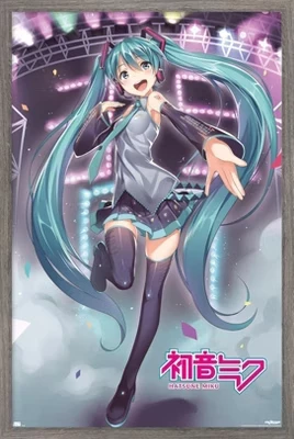 Постер в раме Trends International Hatsune Miku Stage Lights, под дерево