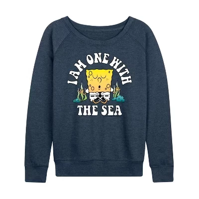 Женский лонгслив SpongeBob «One With Sea», индиго меланж