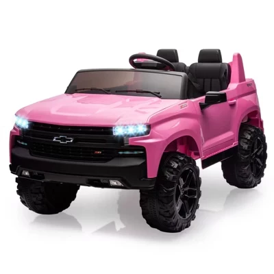 Детский грузовичок Chevy Silverado на 24 В, с двумя сиденьями, MP3-плеером, дистанционным управлением и светодиодной подсветкой розового цвета