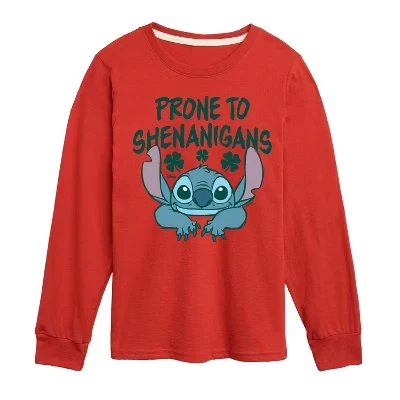 Футболка для мальчиков Lilo & Stitch, длинный рукав, красная