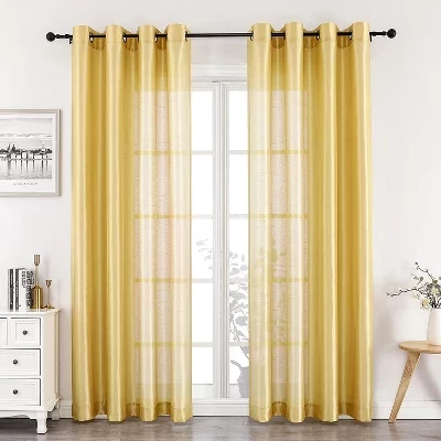 Шторы Kate Aurora Home Living, 2 шт., на люверсах, золотистые