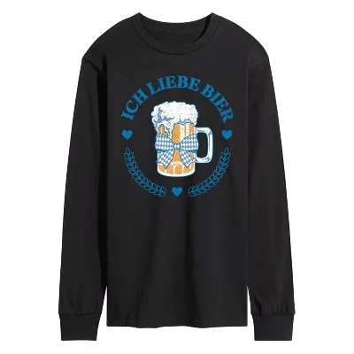Мужская футболка с длинным рукавом Ich Liebe Bier Oktoberfest с графическим рисунком, черная
