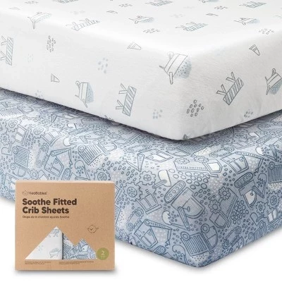 простыни для детской кроватки 2pk Soothe, нейтральные, органические, подходят для стандартного детского матраса размером 52x28 см.