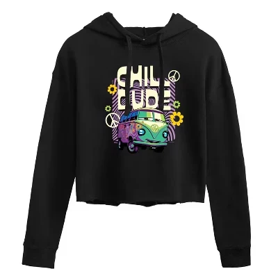 Женская укороченная толстовка с капюшоном Filmore Chill Dude с графическим принтом, черная