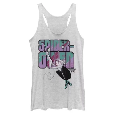 Women's  Spider-Man: Into the Spider-Verse Spider-Gwen Swing Racerback Tank Top white heather