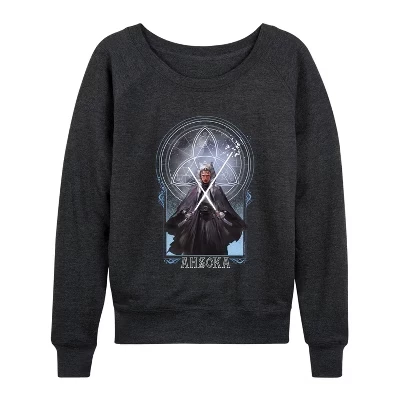 Women's -  - Celestial Ahsoka Lightweight French Terry Wide Neck Long Sleeve Graphic Shirt heather charcoal