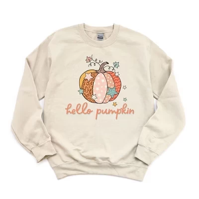 Женская толстовка с рисунком Hello Pumpkin и разноцветными звездочками dust