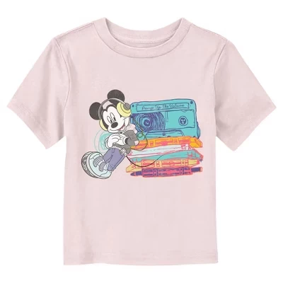 Детская футболка Mickey & Friends Distressed Cassette Lean светло-розового цвета