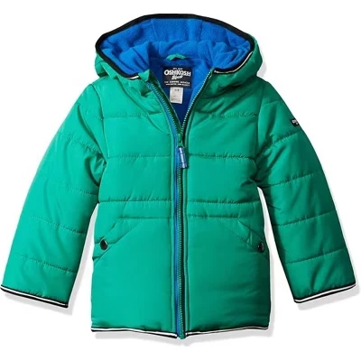 Зимние куртки OshKosh B'Gosh для маленьких мальчиков с плотной флисовой подкладкой зеленого цвета
