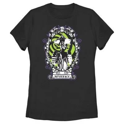 Женская футболка Beetlejuice с портретным принтом, черная