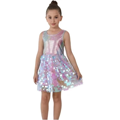 Пастельное платье с блестками Metallic Rainbow для девочек 2Bunnies от 3 до 10 лет в стиле русалочка-омбре пастельного цвета с блестками metallic rainbow