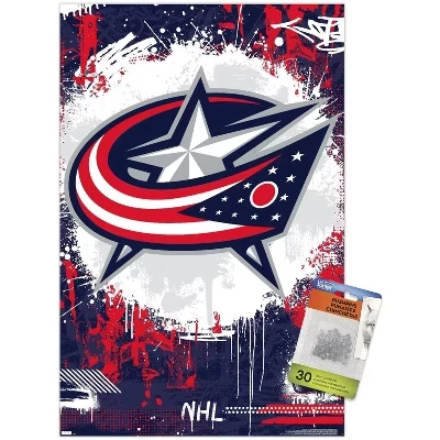 NHL Columbus Blue Jackets - Логотип Maximalist, 23 настенных плаката без рамки, печать прозрачных булавок в комплекте