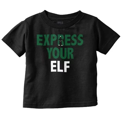 Рождественская футболка с рисунком для малышей Elf Xmas, черная
