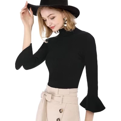 Женская водолазка INSPIRE CHIC с воланами, черная