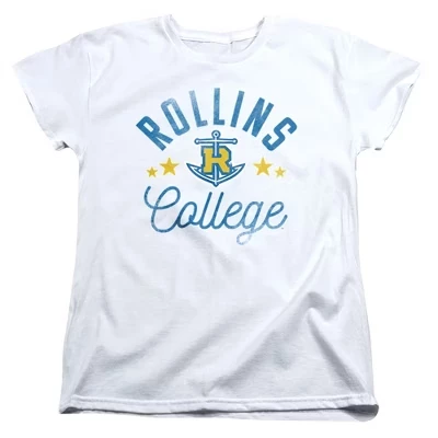Женская футболка с надписью Rollins College Script белого цвета