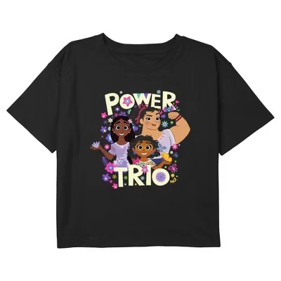 Укороченная футболка с рисунком Girl's Power Sister Trio Graphic черного цвета