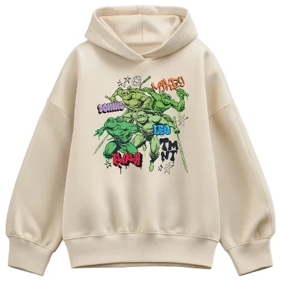 Женская толстовка TMNT Street Oversize с капюшоном из флиса кремового цвета