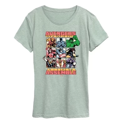 Женская футболка Avengers Assembly Grid с коротким рукавом и графическим рисунком heather sea foam