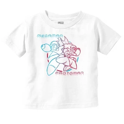Видеоигра MegaMan ProtoMan Sketch Toddler Детская графическая футболка лицензированного белого цвета