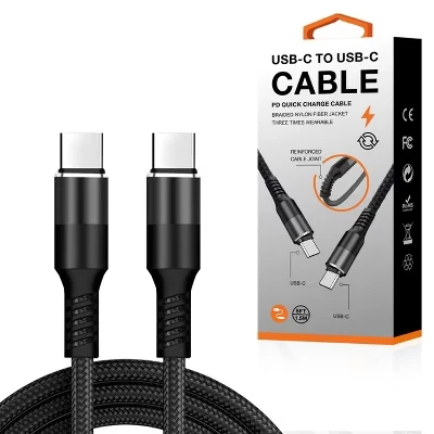 Кабель reiko power delivery usb‑c на usb‑c 1,5 м, черный