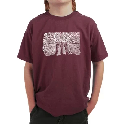 Бруклинский мост - футболка с надписью Boy's Word Art темно-бордового цвета