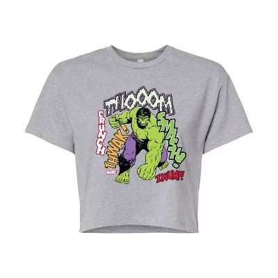 Women's -  - Hulk Smash Crunch Cropped Graphic T-Shirt gray