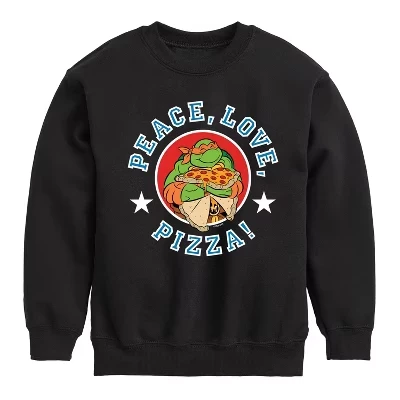 Флисовая толстовка Peace Love Pizza с графическим рисунком и длинным рукавом черного цвета
