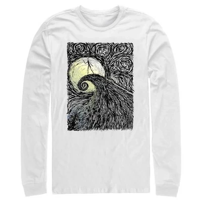 Мужская рубашка с длинным рукавом Jack Skellington Spiral Hill Painting белого цвета