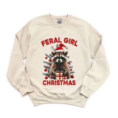 Женская толстовка с рисунком Feral Girl Christmas dust