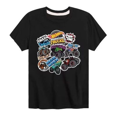 Черная футболка с короткими рукавами и графическими наклейками Monster Truck Stickers