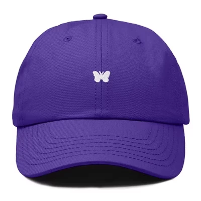 Маленькая вышитая бабочкой хлопчатобумажная шапочка Outdoor Dad Hat женская фиолетовая