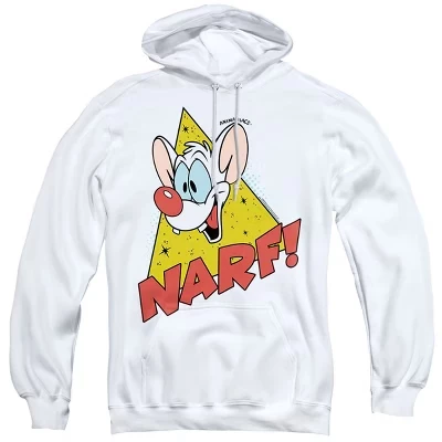 Толстовка с капюшоном для взрослых Pinky And The Brain Narf белого цвета