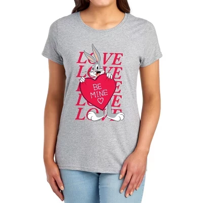 Women's  Valentine's Day Bugs Bunny Be Mine T-Shirt athletic heather