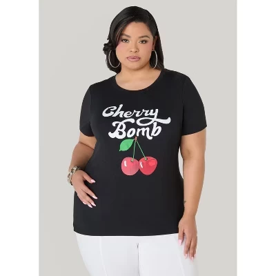 Женская футболка Ashley Stewart «Cherry Bomb», черная