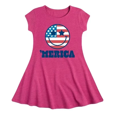 Платье Merica Smile Face Fit & Flair с коротким рукавом и графичным рисунком цвета Хизер фуксия