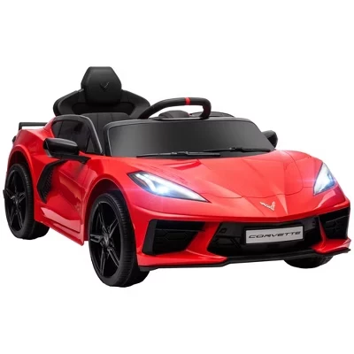 Детский лицензионный электромобиль Chevrolet Corvette на 12 В с дистанционным управлением от родителей, системой подвески, музыкой, звуковым сигналом, фарой, красным светом при медленном старте