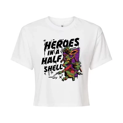 Женская футболка с изображением героев-мутантов Mayhem - Heroes In A Half Shell, укороченная, белая
