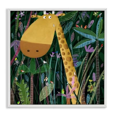 Детская кисть для сафари по джунглям с жирафом в горошек в рамке Giclee Art