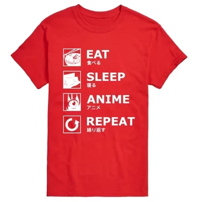 Мужская футболка с коротким рукавом Eat Sleep Anime Repeat, красная