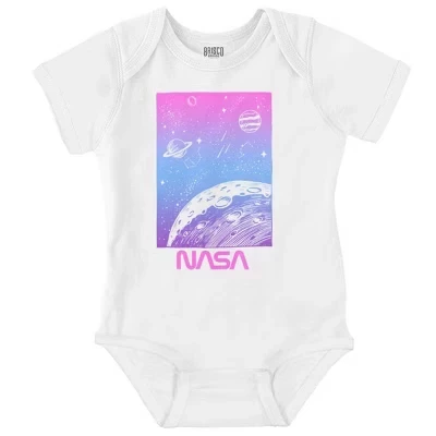 Детские ползунки NASA Vaporwave Gradient Space Galaxy для мальчиков или девочек лицензированного белого цвета