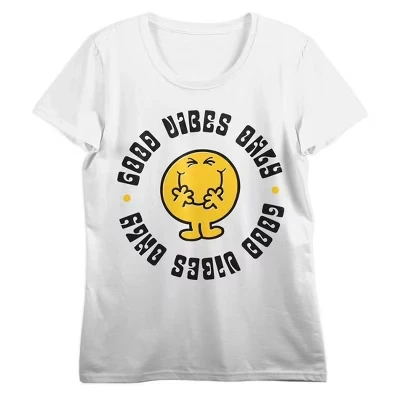Белая женская футболка с круглым вырезом и коротким рукавом Mr. Men и Little Miss Good Vibes Only белого цвета