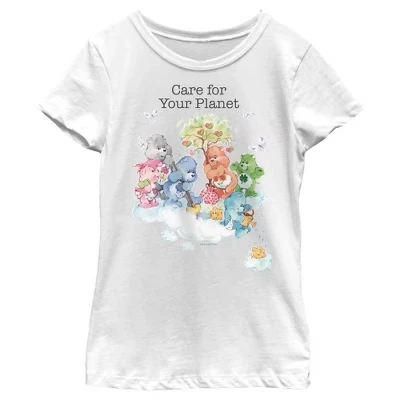 Футболка Girl's Care for Your Planet белого цвета