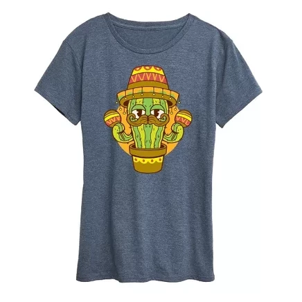 Женская футболка Cactus Sombrero с коротким рукавом и графическим рисунком heather blue