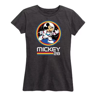 Женская футболка с графическим принтом Heather charcoal и космическим значком Mickey 28 с коротким рукавом