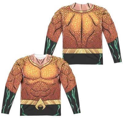 Мужская униформа Jla Aquaman Rebirth (принт спереди и сзади), костюм с длинным рукавом, футболка белого цвета