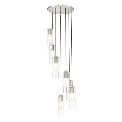 Современная люстра Alton 7-Light - С регулируемой яркостью, с защитой от влаги, Стальная, Ширина 18 дюймов, Серебристая лампа накаливания